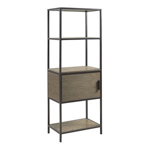 Madison Park Darley Transitional Metal Bookcase in Reclaimed Gray
