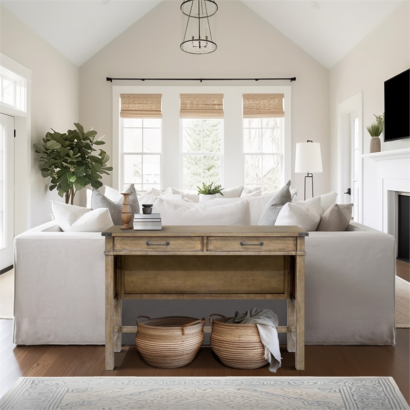 Madison Park Landry Transitional Wood Occasional Table in Natural