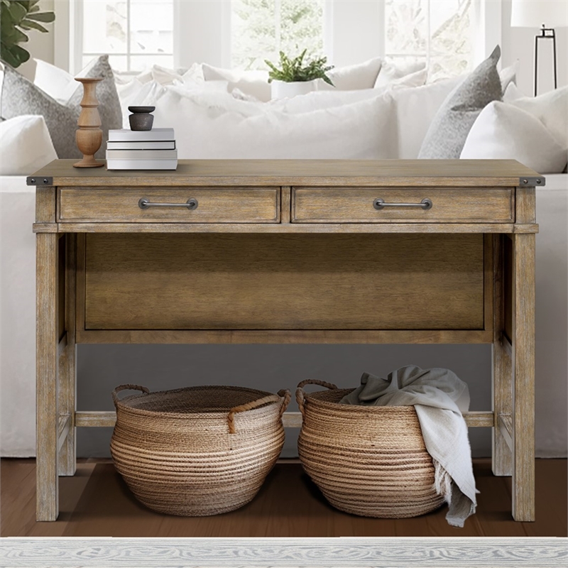 Madison Park Landry Transitional Wood Occasional Table in Natural