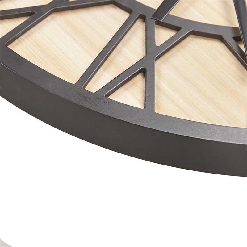 Madison Park Mason Contemporary MDF Wood Wall Clock in Natural/Black