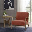 INK+IVY Novak Mid-Century Rubber Fabric/Solid Wood Lounge Chair in Orange
