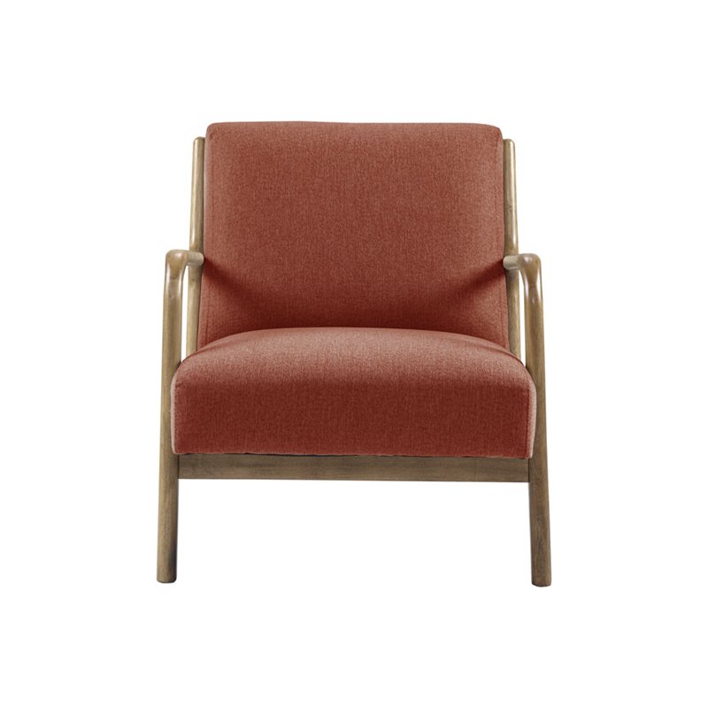 INK+IVY Novak Mid-Century Rubber Fabric/Solid Wood Lounge Chair in Orange