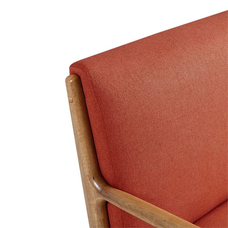 INK+IVY Novak Mid-Century Rubber Fabric/Solid Wood Lounge Chair in Orange