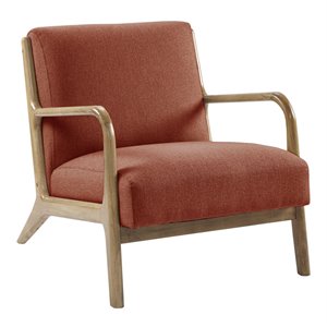 INK+IVY Novak Mid-Century Rubber Fabric/Solid Wood Lounge Chair in Orange