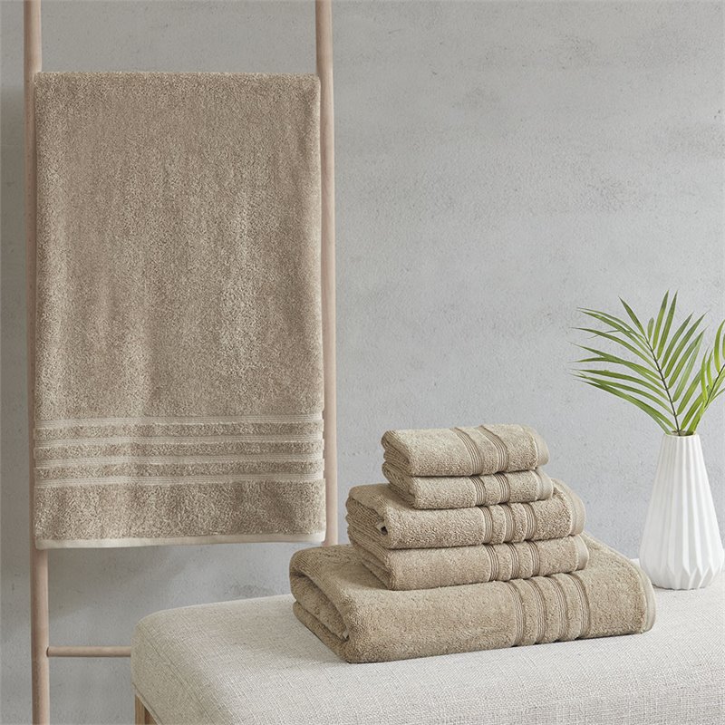 Clean Spaces 6-Piece Cotton Sustainable Blend Towel Set in Natural