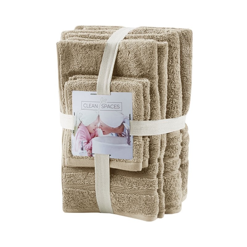 Clean Spaces 6-Piece Cotton Sustainable Blend Towel Set in Natural