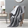 Serta Polyester Fabric Fleece to Sherpa Heated Electric Throw in Gray