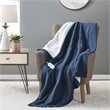 Serta Polyester Fabric Fleece to Sherpa Heated Electric Throw in Blue