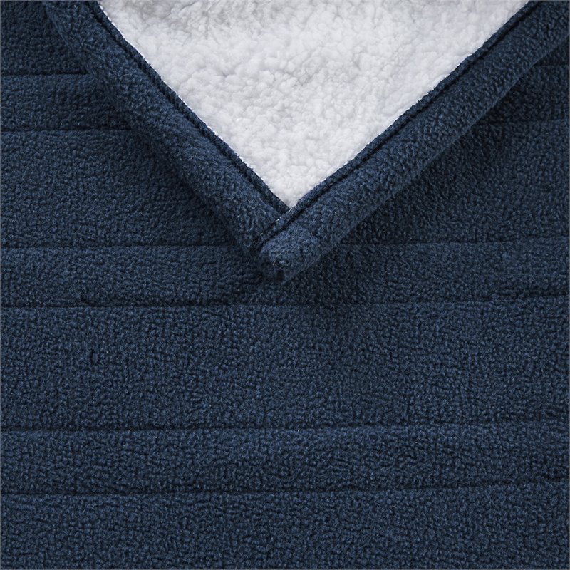 Serta Polyester Fabric Fleece to Sherpa Heated Electric Throw in Blue