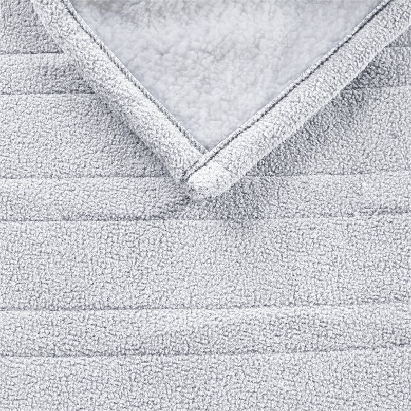 Serta Polyester Fabric Fleece to Sherpa Heated Electric Throw in Gray