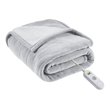 Serta Polyester Fabric Fleece to Sherpa Heated Electric Throw in Gray