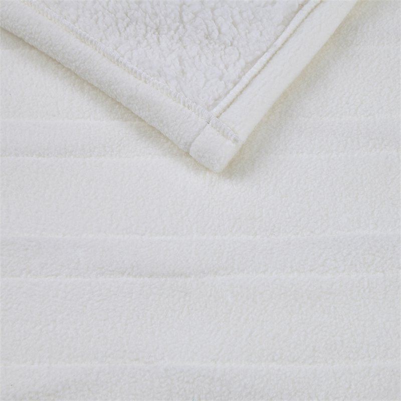 Serta Polyester Fabric Fleece to Sherpa Heated Electric Throw in Ivory