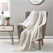Serta Polyester Fabric Fleece to Sherpa Heated Electric Throw in Tan