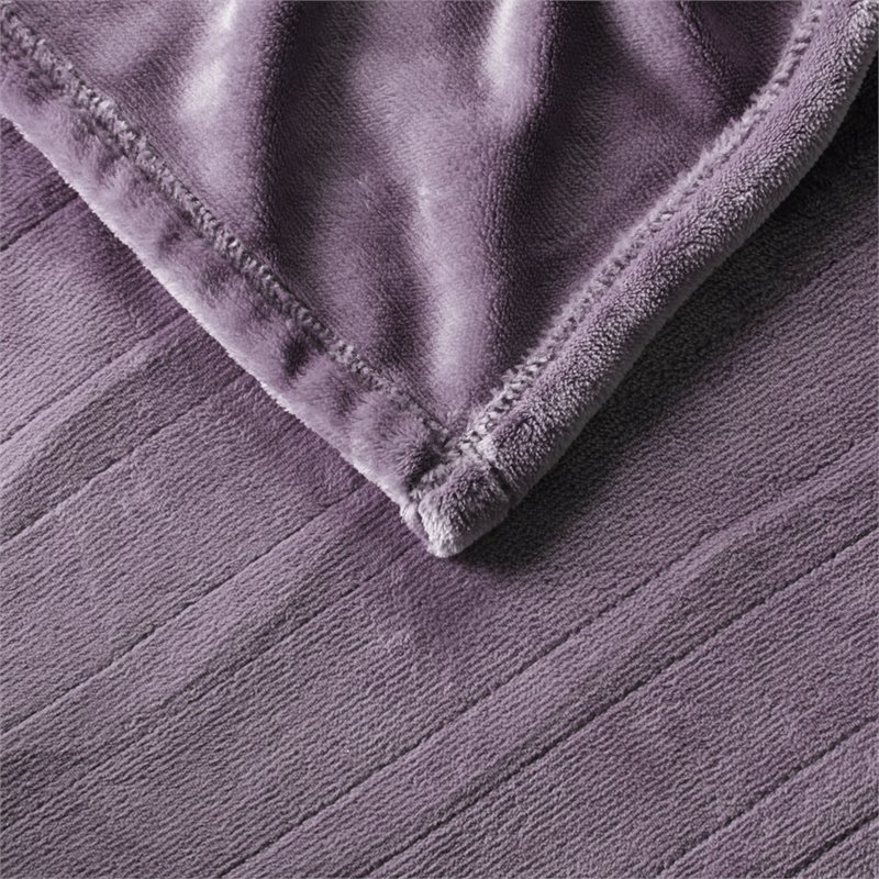 Serta Polyester Fabric Microlight Heated Electric Throw in Purple