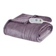 Serta Polyester Fabric Microlight Heated Electric Throw in Purple