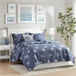 Harbor House Seaside 4-Piece Coastal Cotton Coverlet Set in Navy Finish