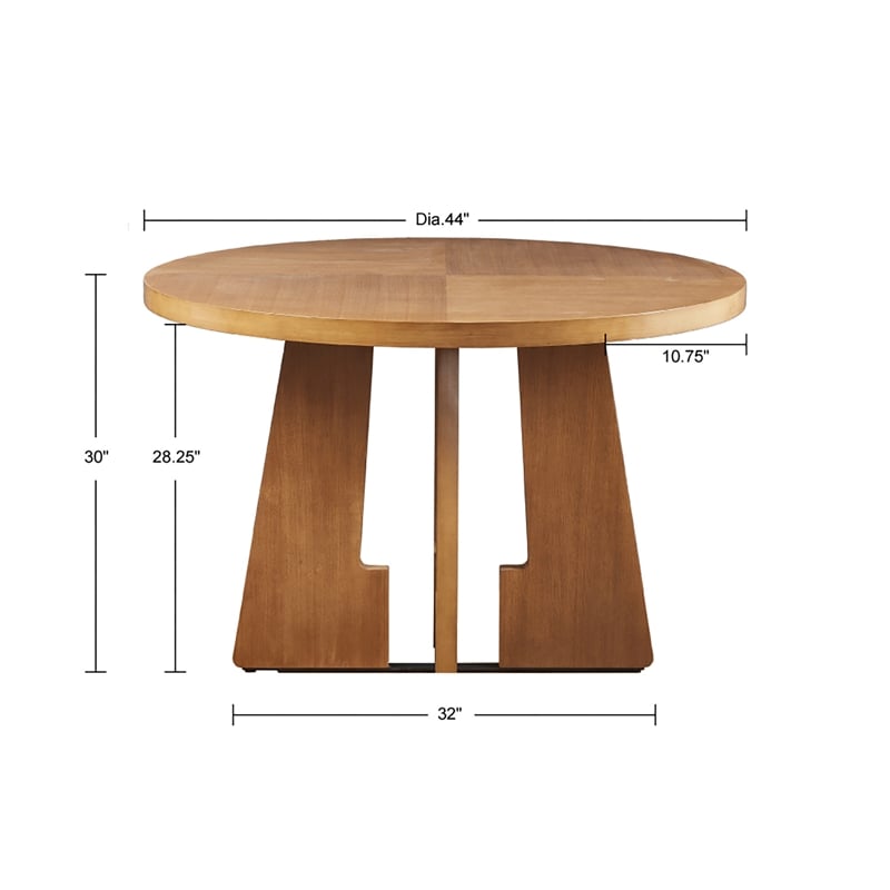 INK+IVY Kennedy Round Modern Wood Dining Table in Pecan Brown