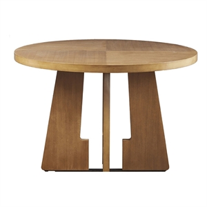 INK+IVY Kennedy Round Modern Wood Dining Table in Pecan Brown