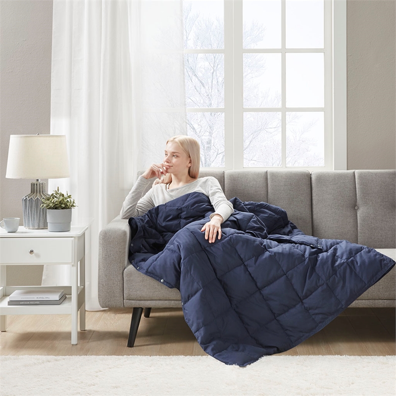 True North by Sleep Philosophy Hadly Goose Feather Down Wearable Throw in Blue