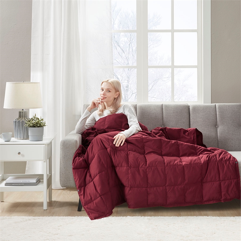True North by Sleep Philosophy Hadly Goose Feather Down Wearable Throw in Red