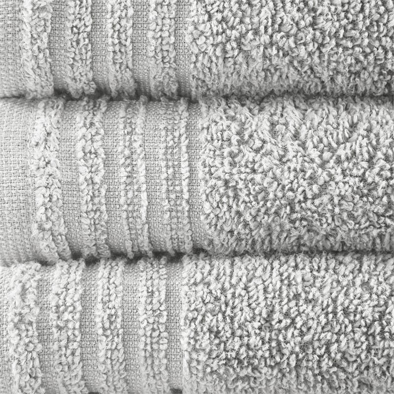 510 Design Big Bundle 12-Piece Contemporary Cotton Bath Towel Set in Silver