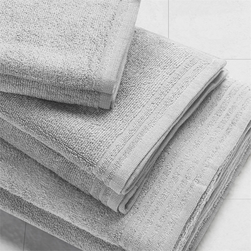 510 Design Big Bundle 12-Piece Contemporary Cotton Bath Towel Set in Silver