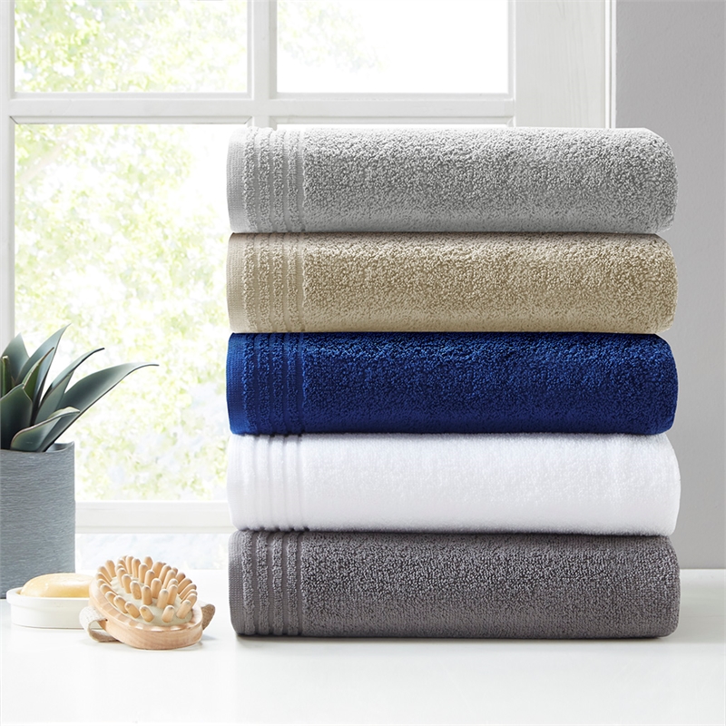 510 Design Big Bundle 12-Piece Contemporary Cotton Bath Towel Set in Silver