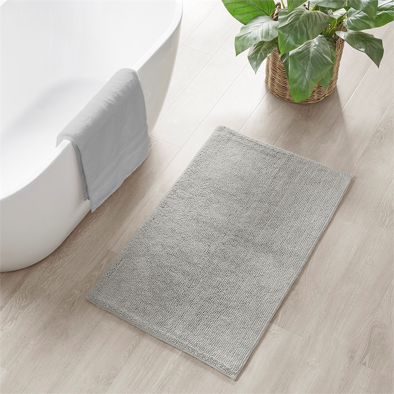 Madison Park Spa Cotton 24x72 Reversible Bath Rug in Taupe