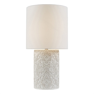 hampton hill ashbourne transitional embossed floral resin table lamp in cream