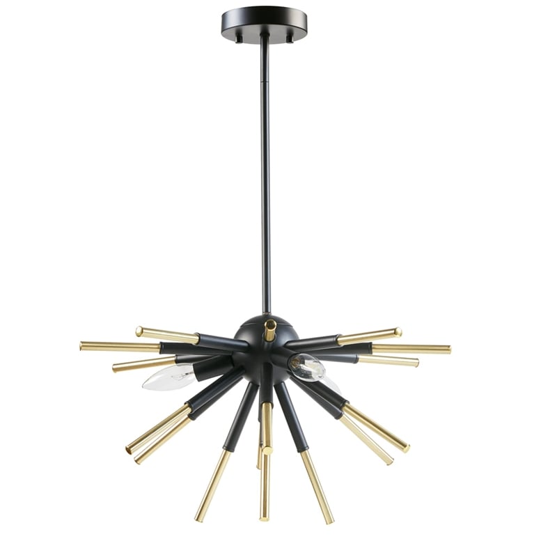 INK+IVY Ely 3-Light Modern Metal and Wire Spiked Chandelier in Black