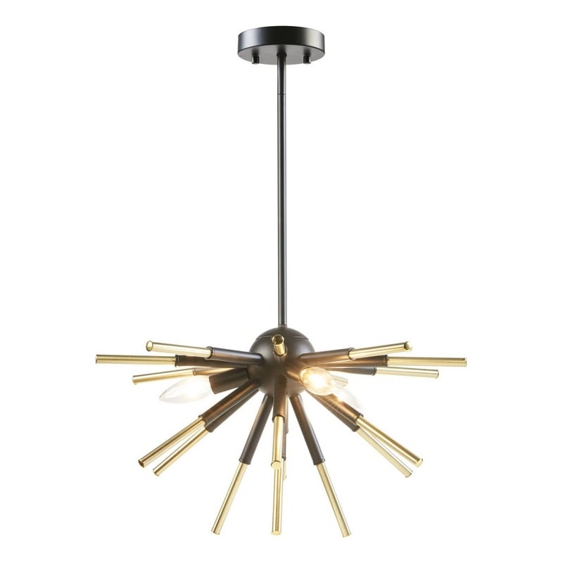 INK+IVY Ely 3-Light Modern Metal and Wire Spiked Chandelier in Black