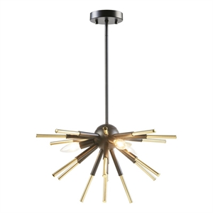INK+IVY Ely 3-Light Modern Metal and Wire Spiked Chandelier in Black