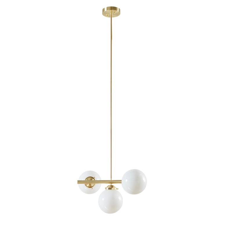 INK+IVY Aurelia 3-Light Metal Chandelier with Frosted Glass Globe Bulbs in Gold