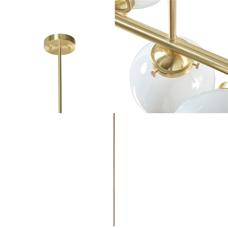 INK+IVY Aurelia 3-Light Metal Chandelier with Frosted Glass Globe Bulbs in Gold