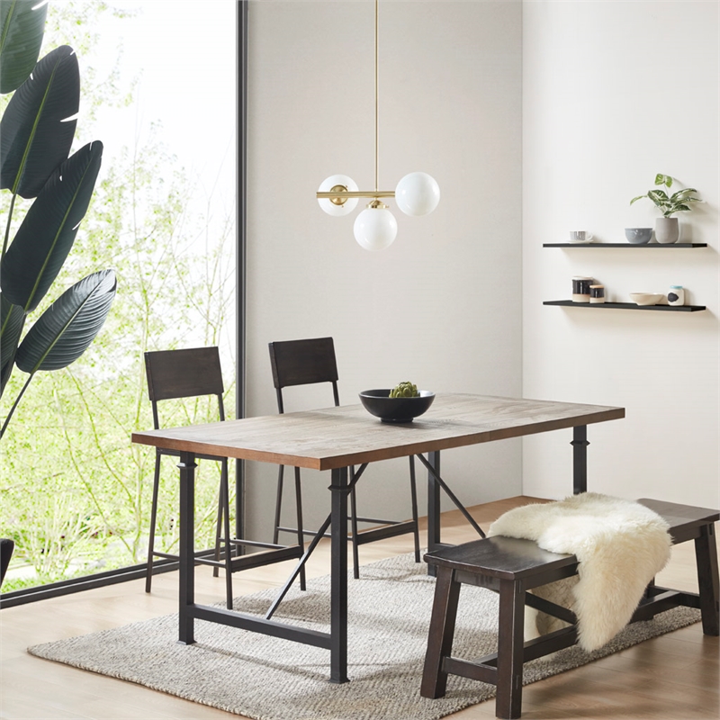 INK+IVY Aurelia 3-Light Metal Chandelier with Frosted Glass Globe Bulbs in Gold