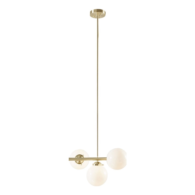 INK+IVY Aurelia 3-Light Metal Chandelier with Frosted Glass Globe Bulbs in Gold