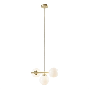 INK+IVY Aurelia 3-Light Metal Chandelier with Frosted Glass Globe Bulbs in Gold