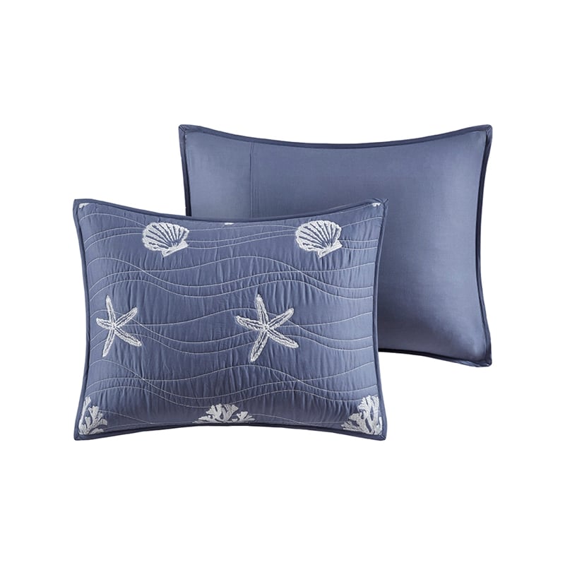 Harbor House Seaside 4-Piece Coastal Cotton Coverlet Set in Navy