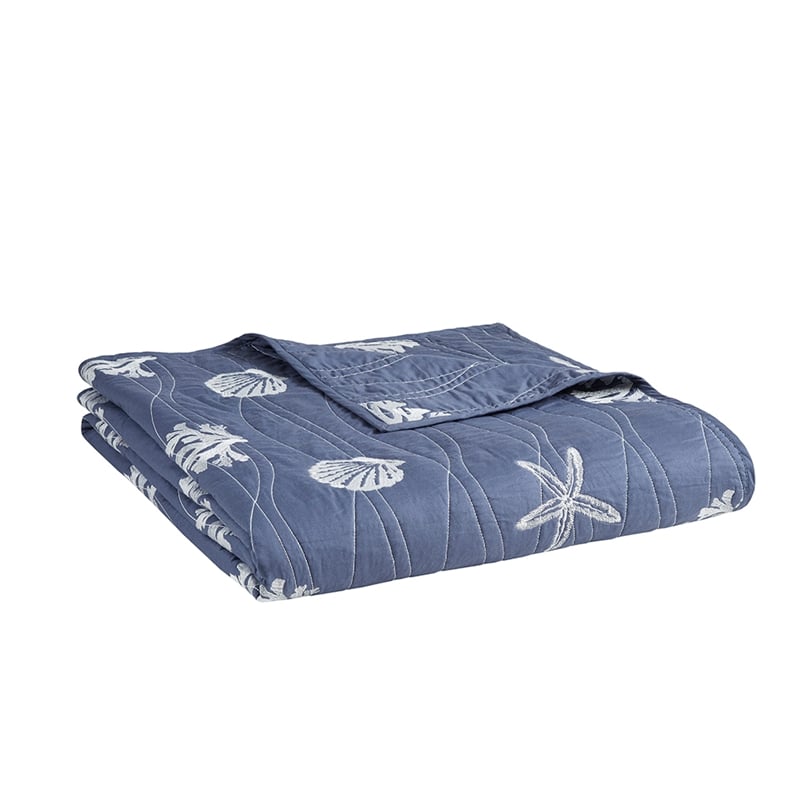 Harbor House Seaside 4-Piece Coastal Cotton Coverlet Set in Navy