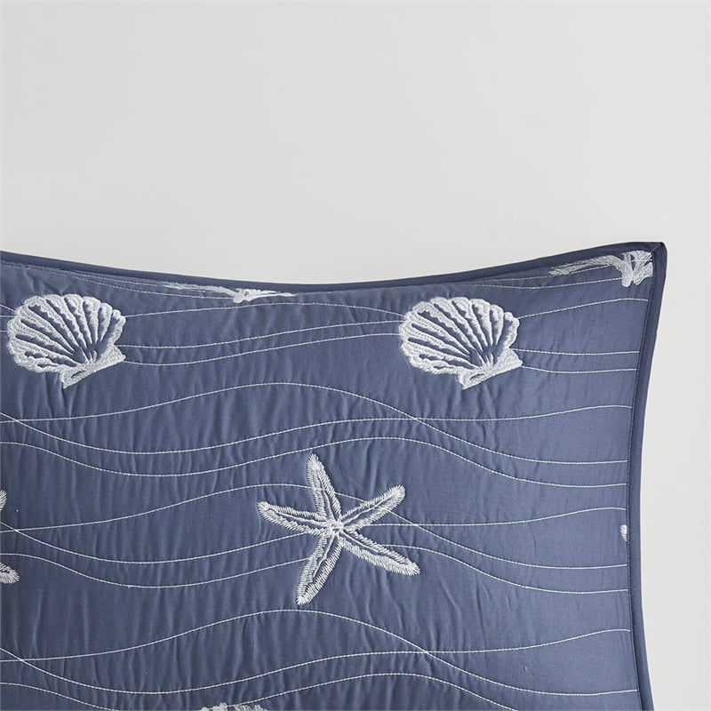 Harbor House Seaside 4-Piece Coastal Cotton Coverlet Set in Navy