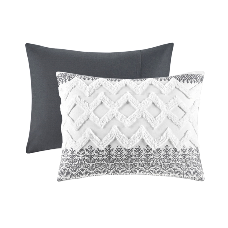 INK+IVY Mila Contemporary Cotton Comforter Set with Chenille Tufting - Gray