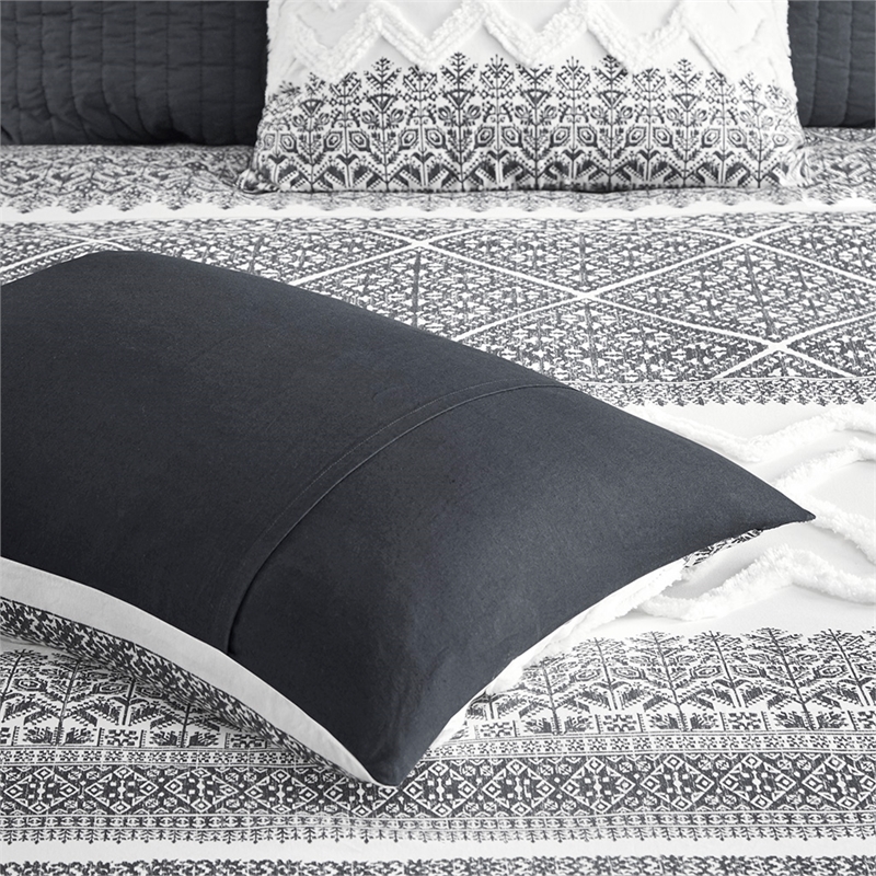 INK+IVY Mila Contemporary Cotton Comforter Set with Chenille Tufting - Gray