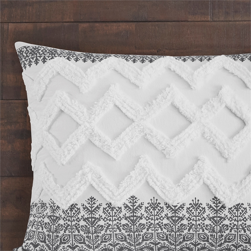 INK+IVY Mila Contemporary Cotton Comforter Set with Chenille Tufting - Gray