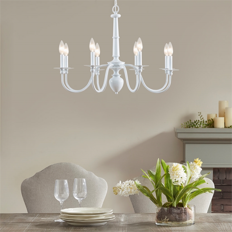 Martha Stewart Amelia 8-Light Modern Metal Chandelier in White