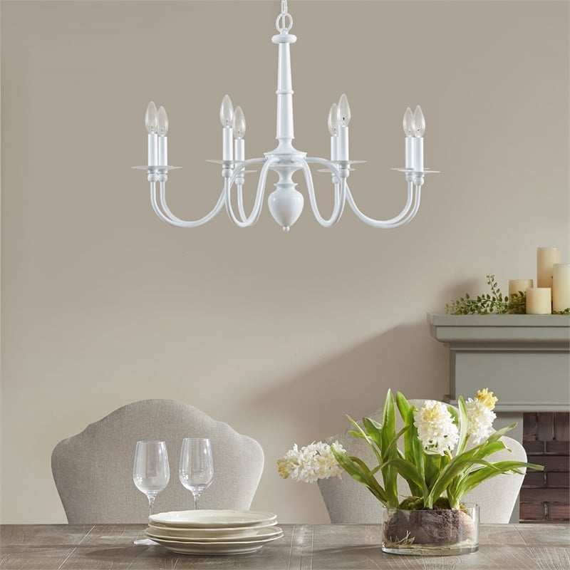 Martha Stewart Amelia 8-Light Modern Metal Chandelier in White