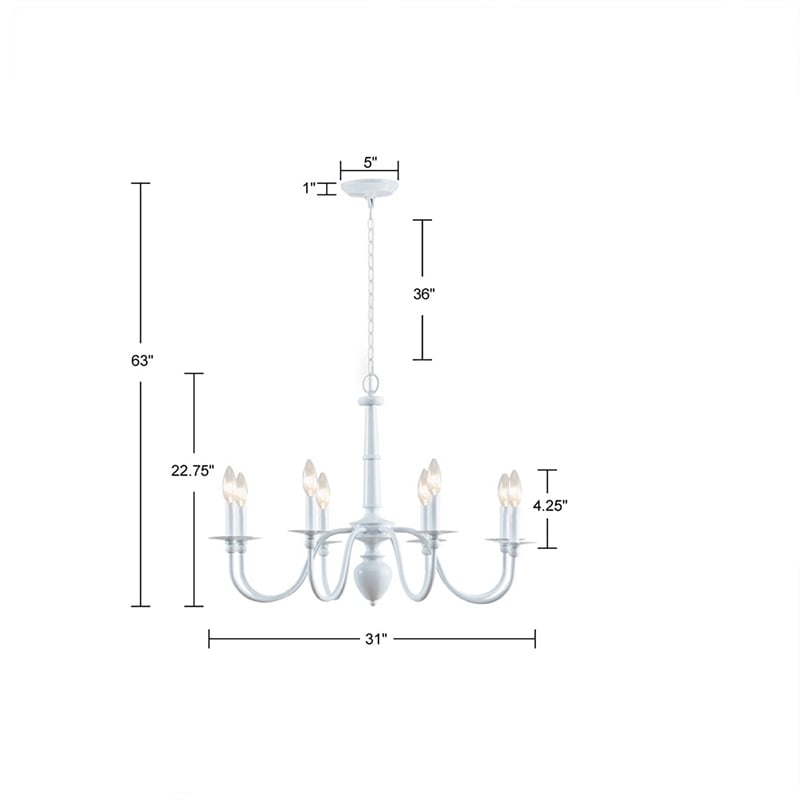 Martha Stewart Amelia 8-Light Modern Metal Chandelier in White