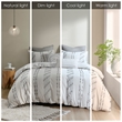 INK+IVY Kara 3-Piece Contemporary Cotton Jacquard Duvet Cover Set in Ivory
