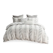 INK+IVY Kara 3-Piece Contemporary Cotton Jacquard Duvet Cover Set in Ivory