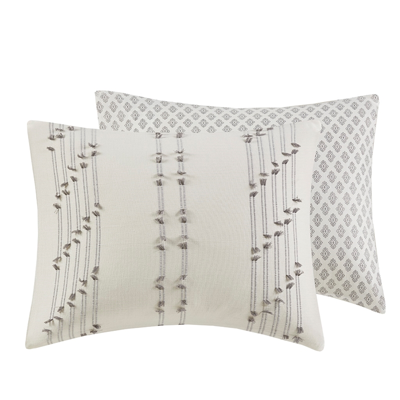 INK+IVY Kara 3-Piece Contemporary Cotton Jacquard Duvet Cover Set in Ivory