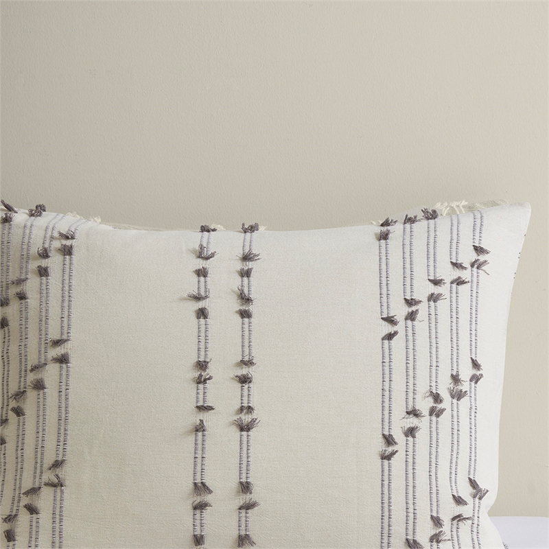 INK+IVY Kara 3-Piece Contemporary Cotton Jacquard Duvet Cover Set in Ivory
